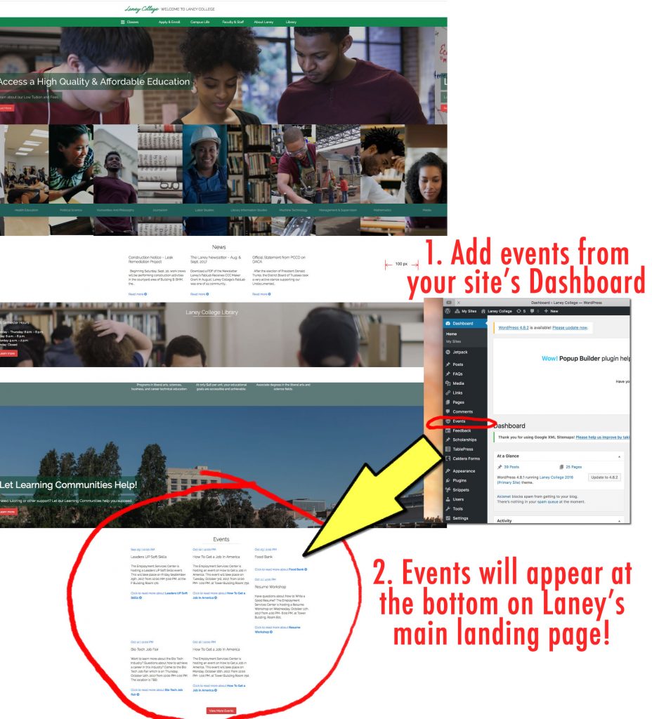 add events to laney website