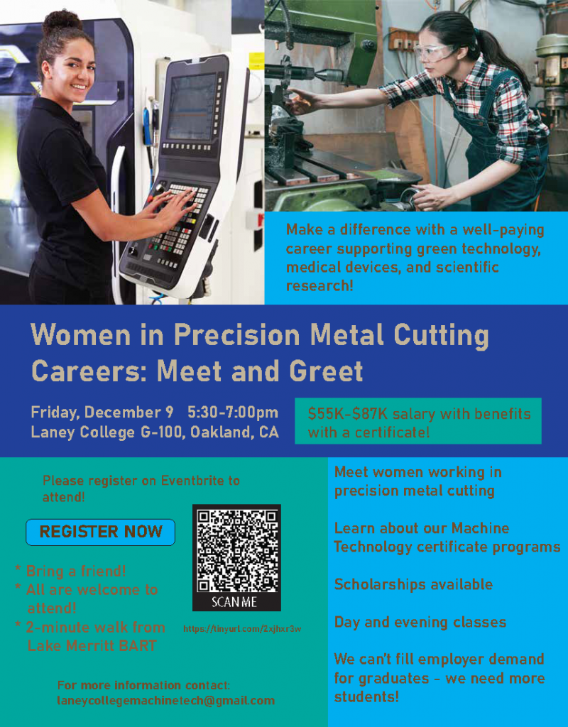 Flyer for Women in Precision Metal Cutting Careers Meet and Greet