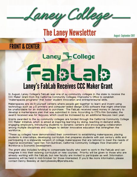 cover of the laney newsletter for aug and sept 2017