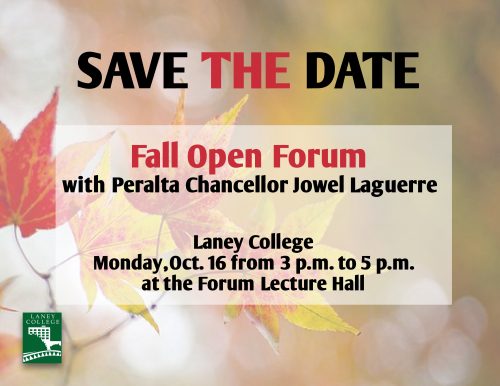 Save the Date invitation for Open Forum with Chancellor Laguerre