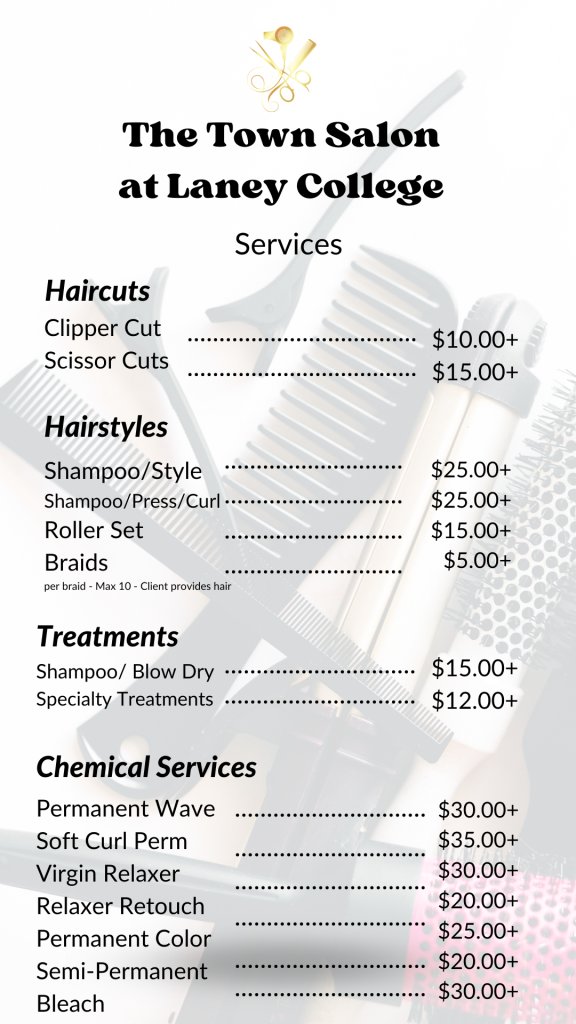 The Town Salon list of services