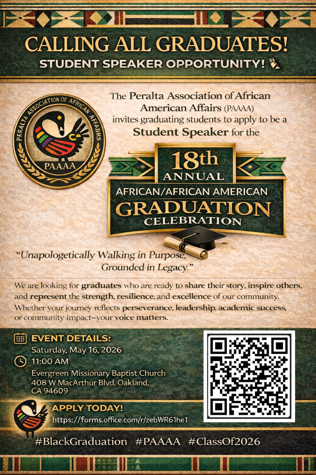 2026 African American Graduation Student Speaker Flyer