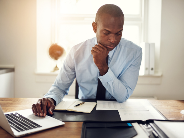 Accountant working at desk