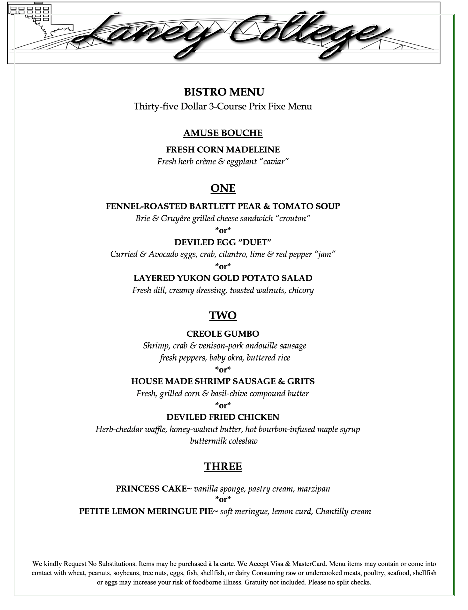 Bistro Menu 2-11-26