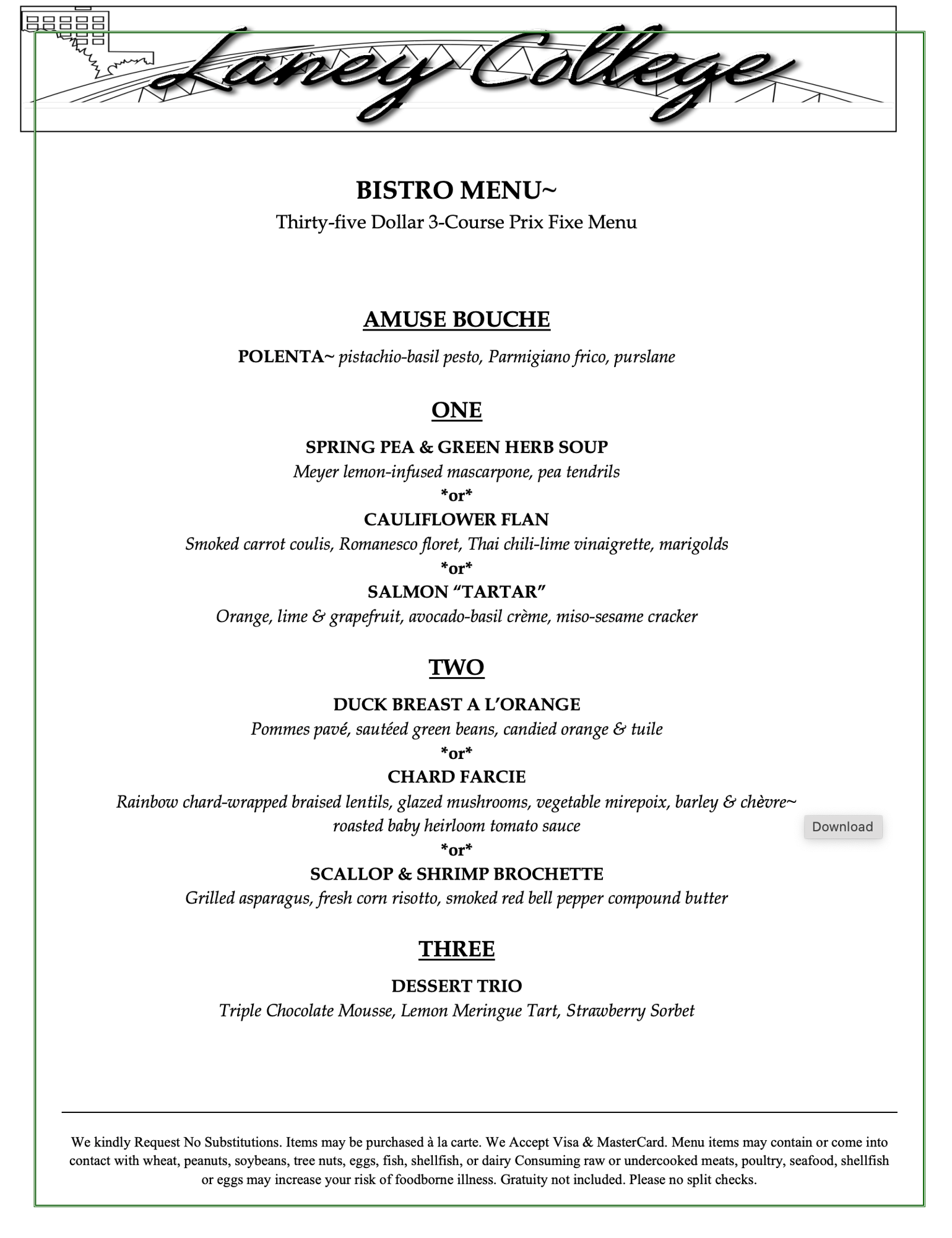 Bistro Menu 4-22-23