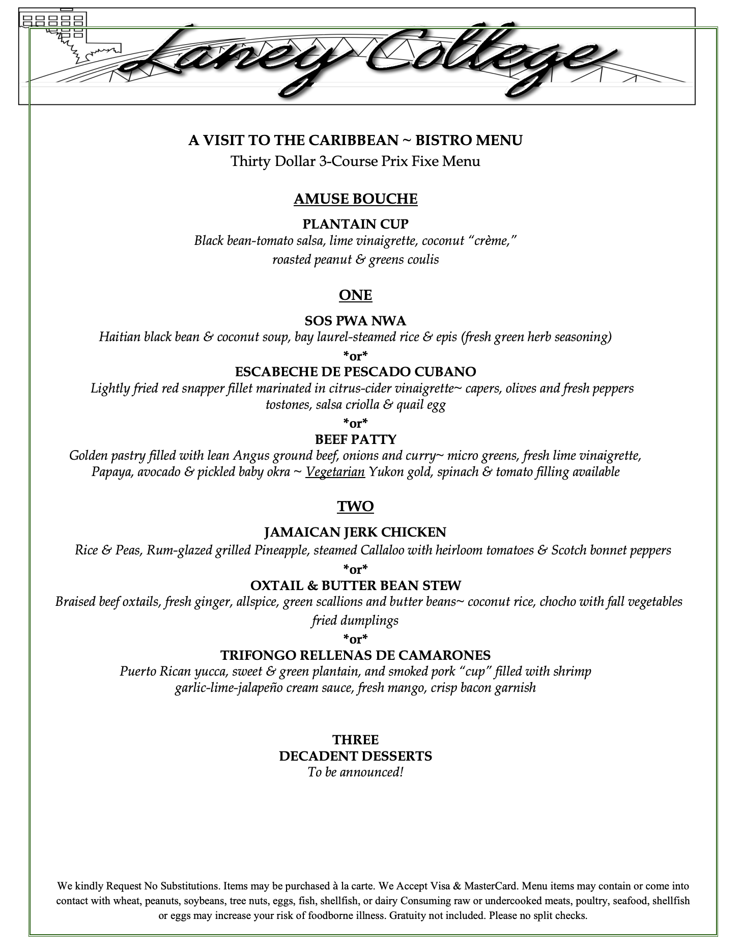 Bistro menu 11-12-25