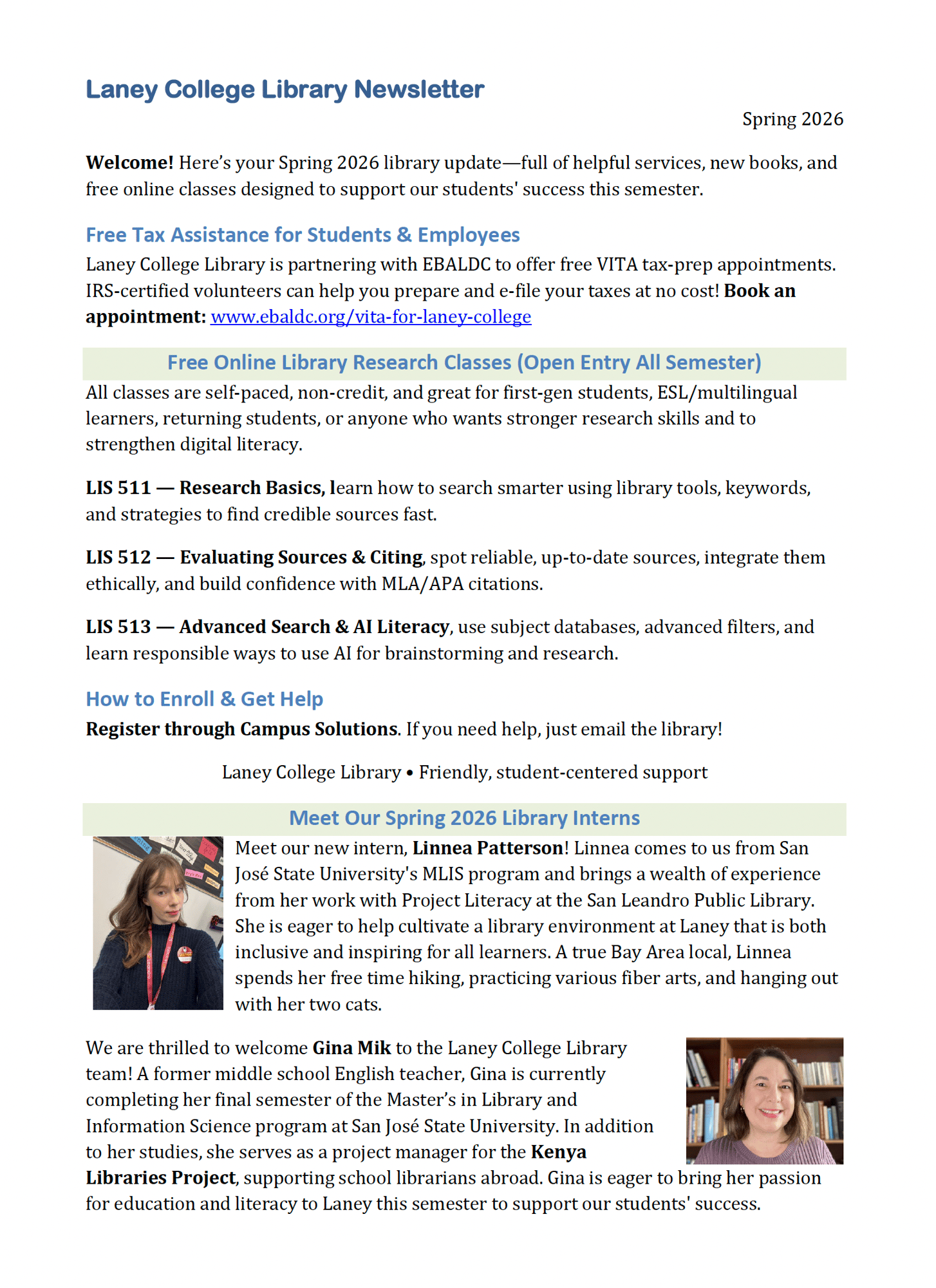 Laney College Library Newsletter