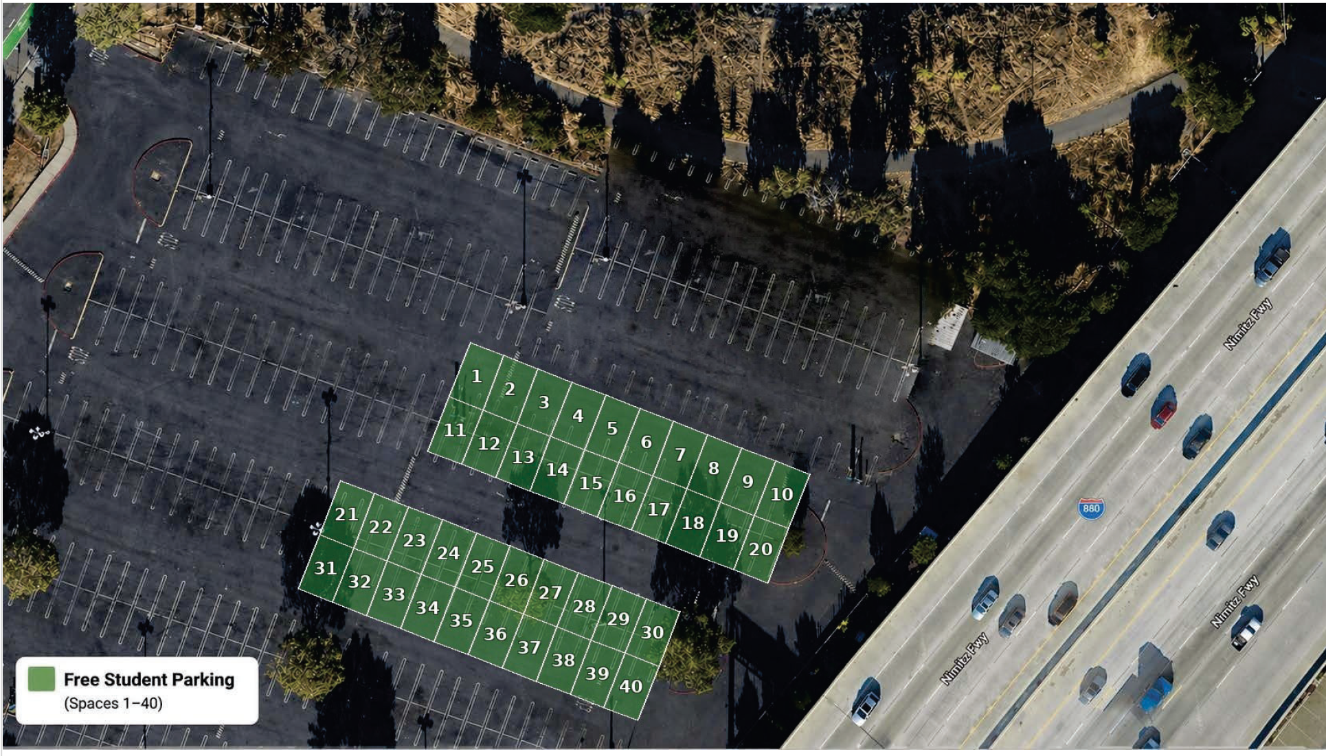 Laney Free Student Parking Spots
