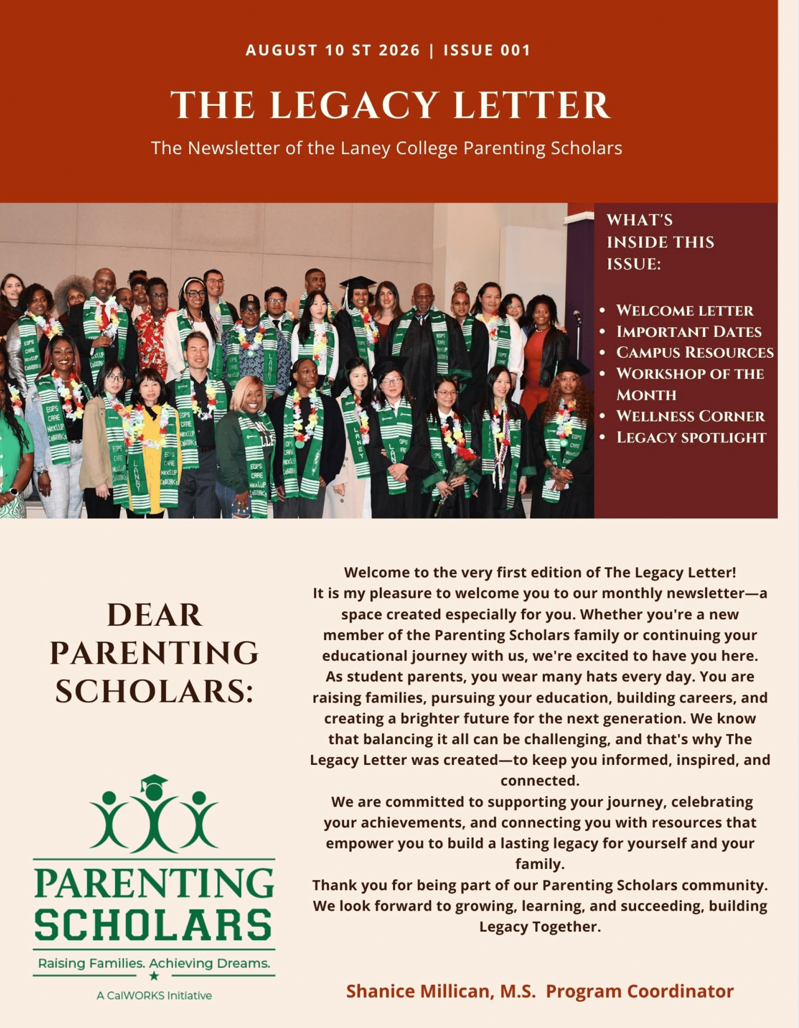 Parenting Scholars Newsletter