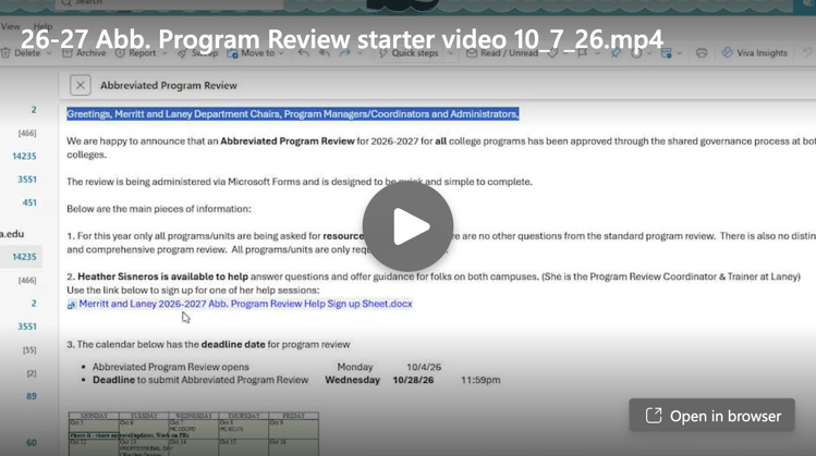 Program Review Training Video