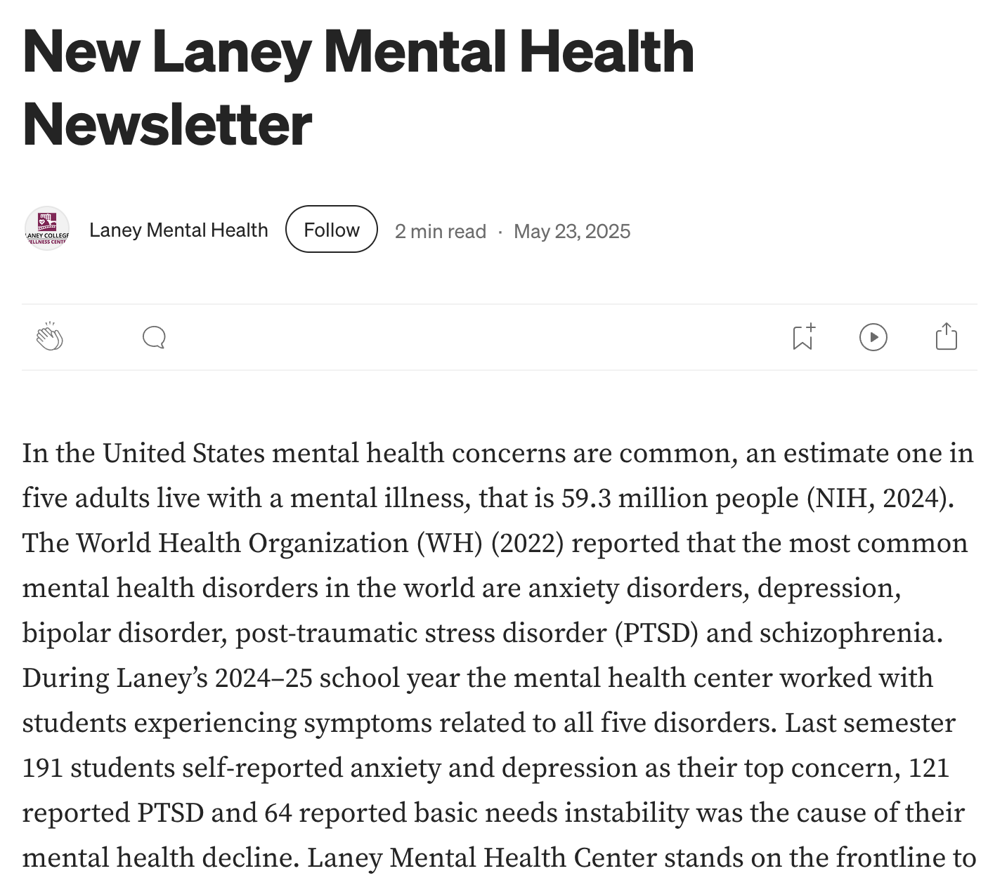 Laney Mental Health Newsletter
