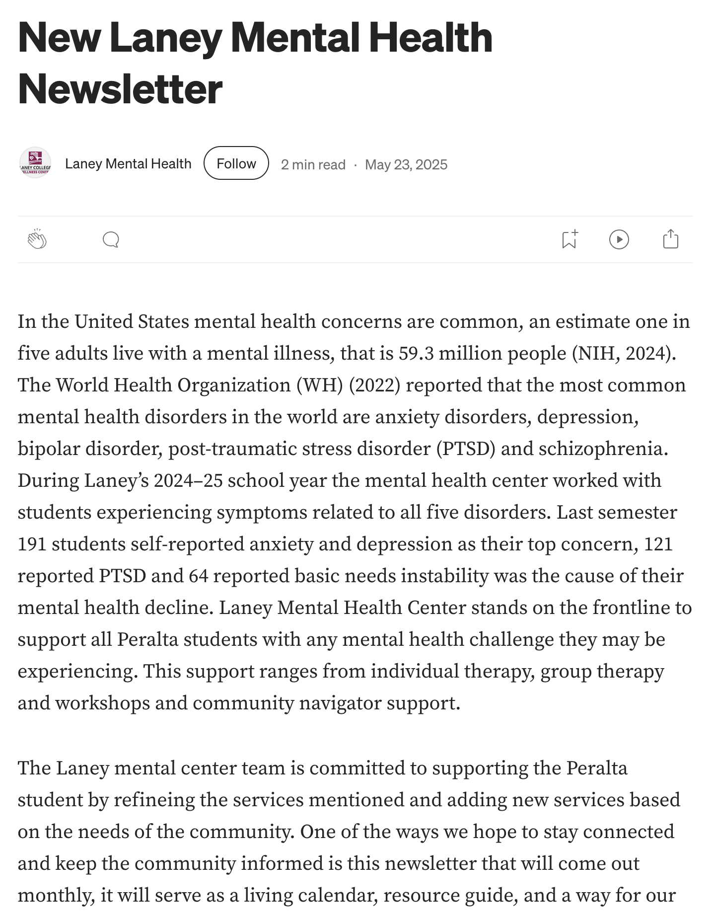 Mental Health Newsletter
