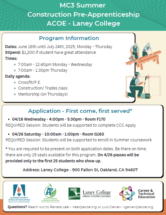 MC3 Summer Construction Pre-Apprenticeship