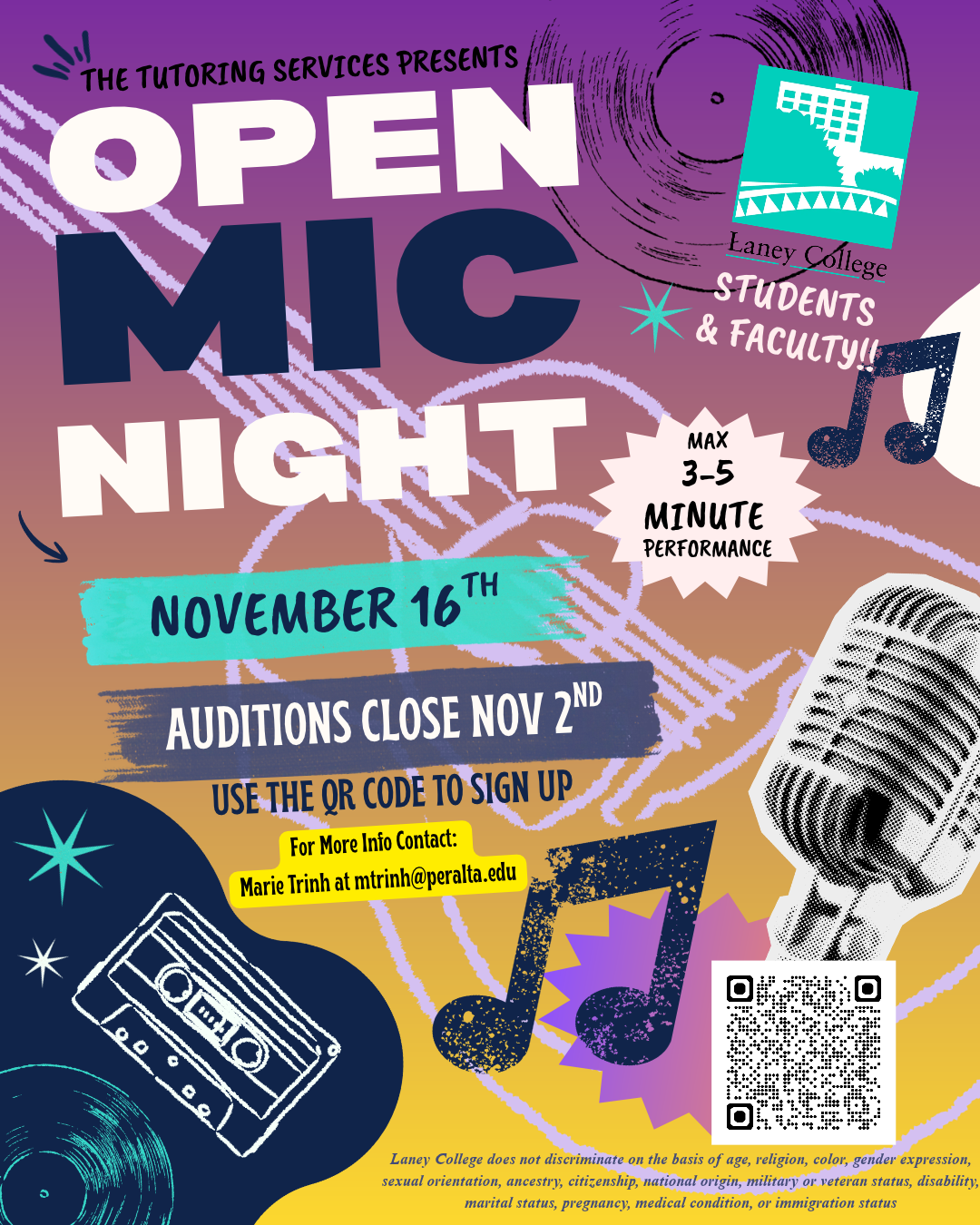 Fall 2026 Open Mic Audition Flyer