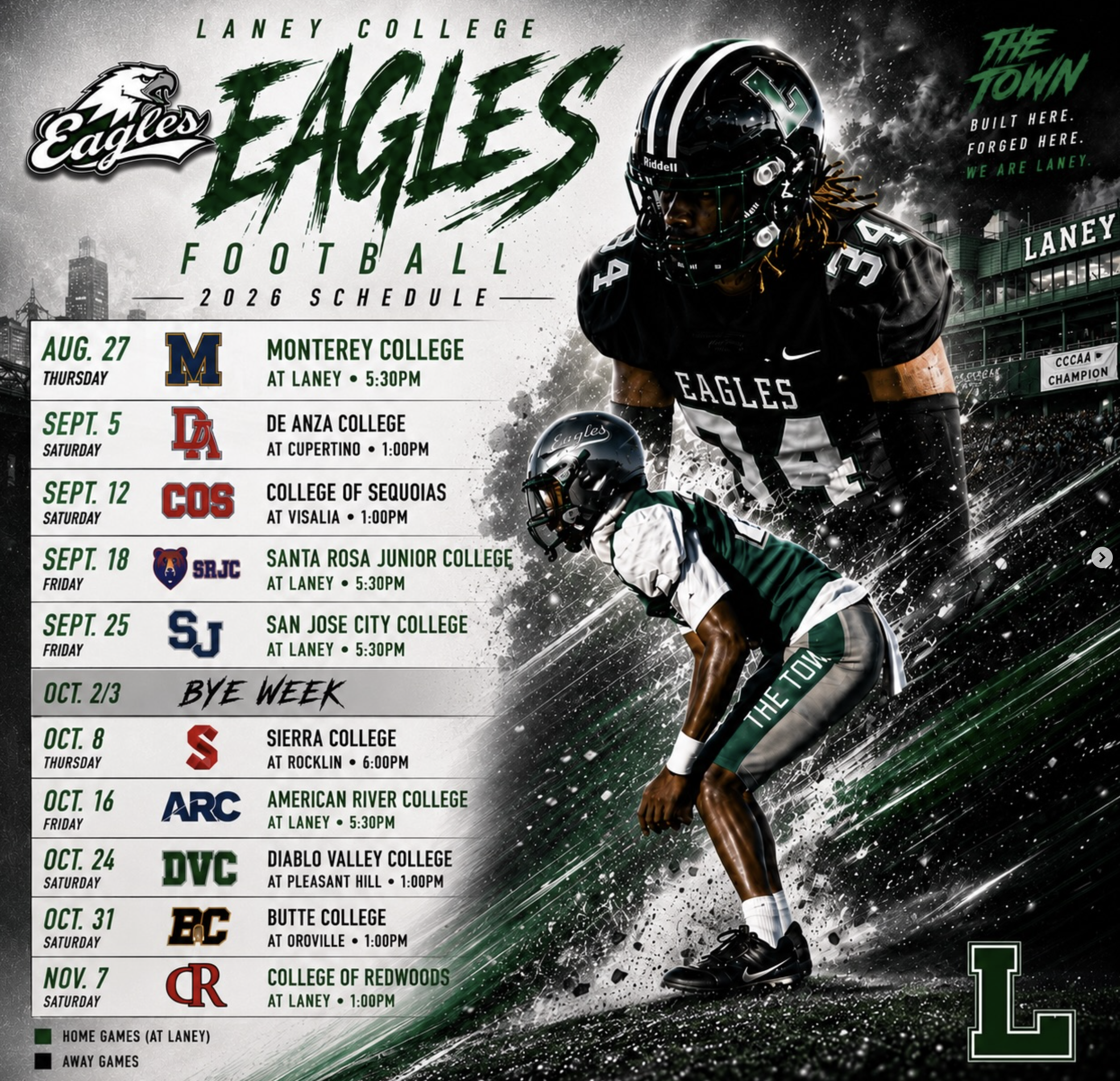Laney Eagles Football Schedule 2026