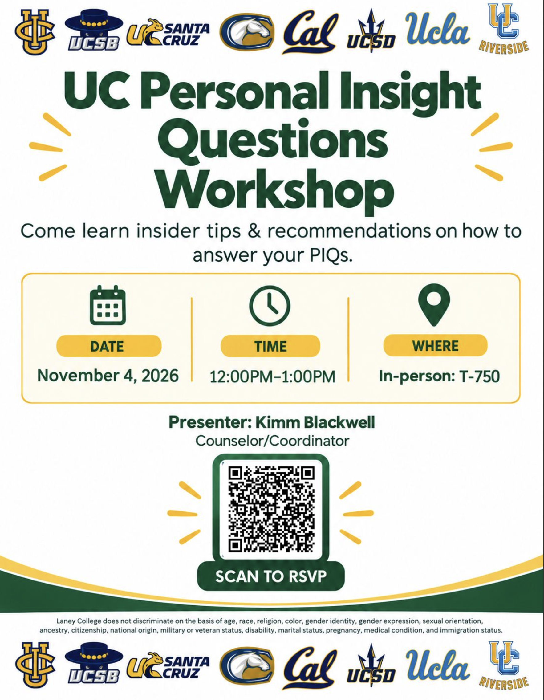 UC Personal Insight Questions Workshop