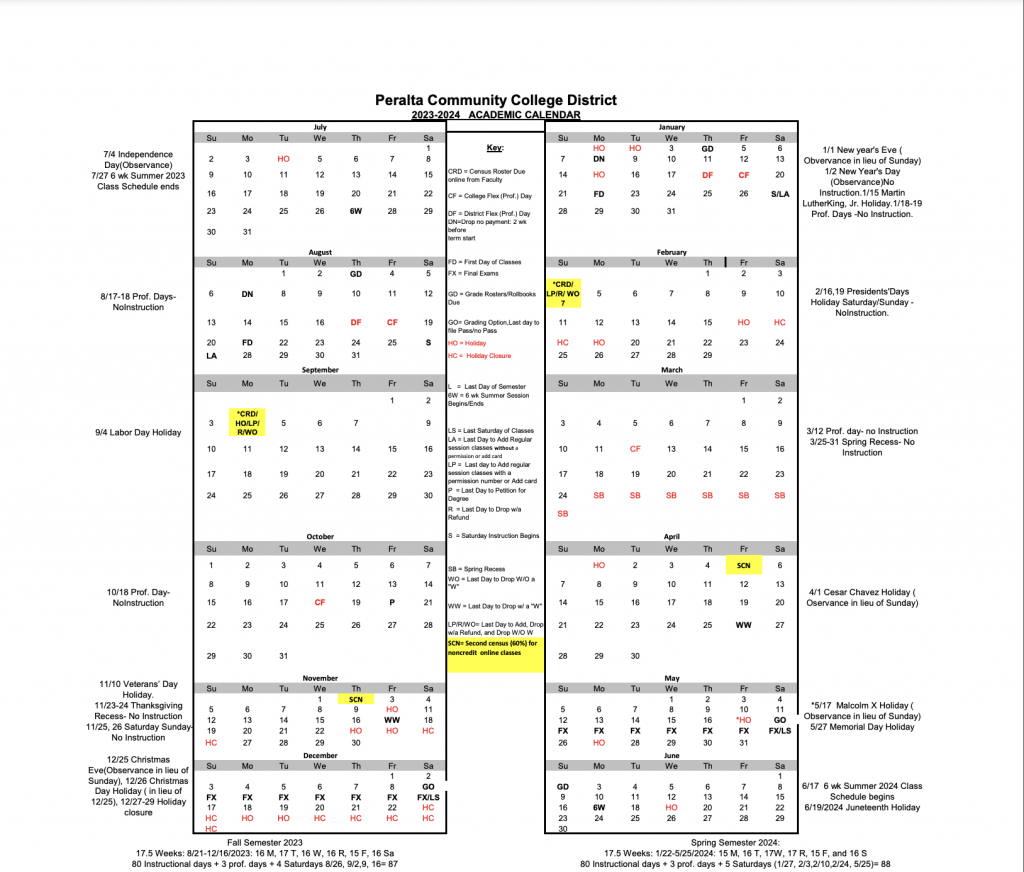 Academic Calendars Office of Instruction Office of Instruction