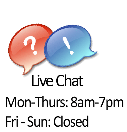 online chat Monday - Thursday 8 am - 7 pm