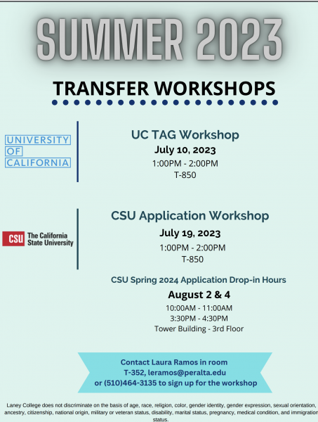 Summer 2023 Transfer workshops