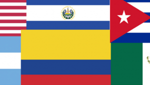 Flags of US and Latin America